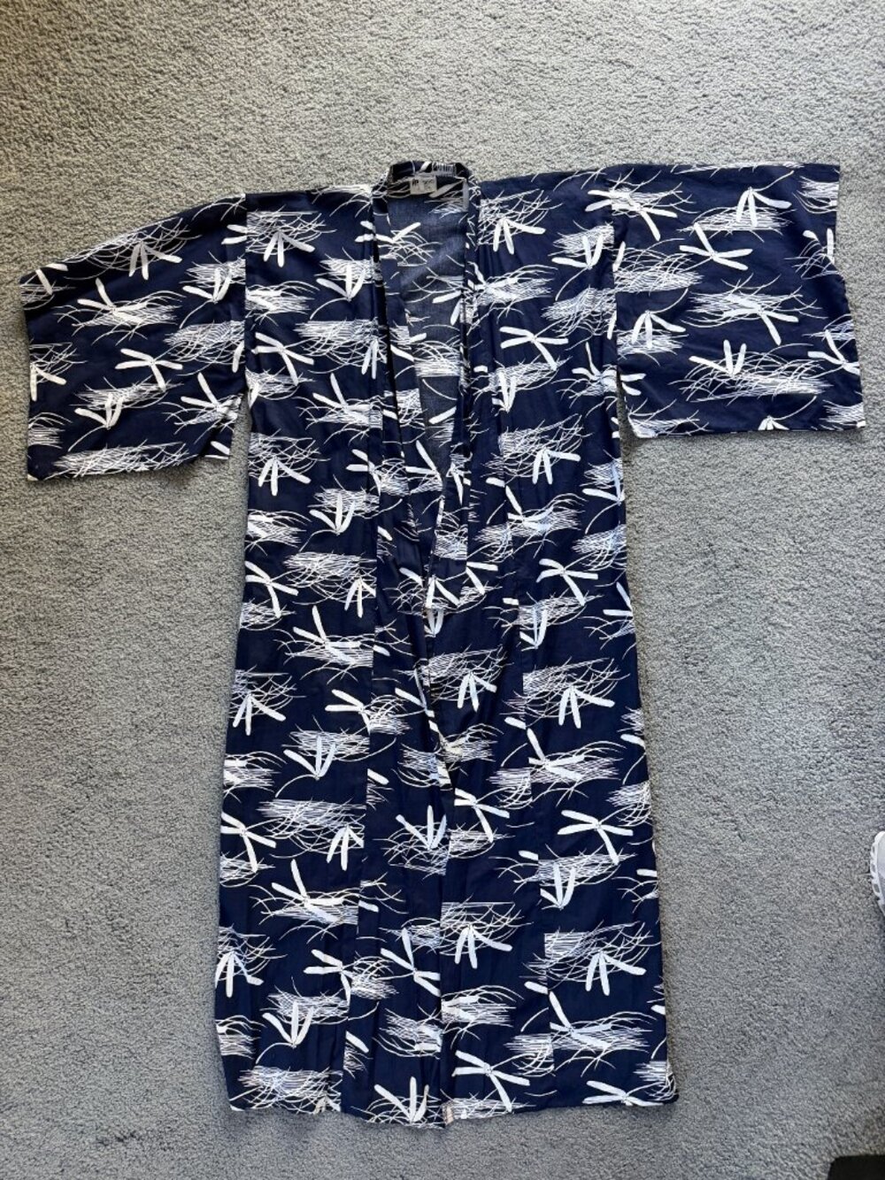 Authentic IN TOKYO Japanese Yukata Kimono Robe Blue Dragonfly Print - Men's L 58 - Picture 5 of 7
